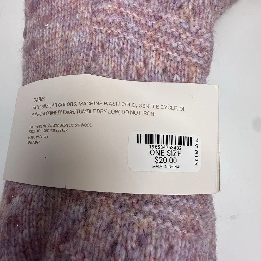 SOMA Slipper Socks In Pink One Size New